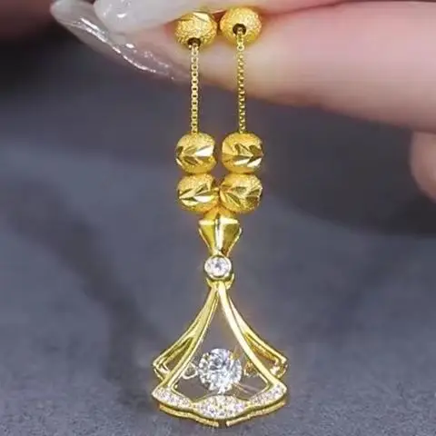 Gold Ginkgo Leaf Necklace for Women with Clear Crystal - Image 5