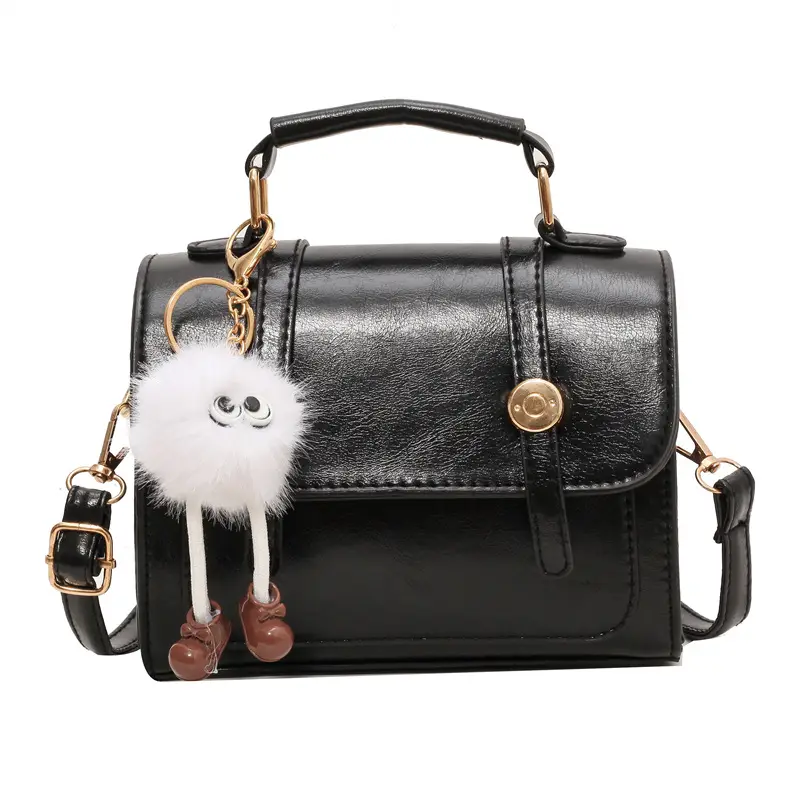 Women's Black Leather Shoulder Bag with Gold Plated Handles - Image 9
