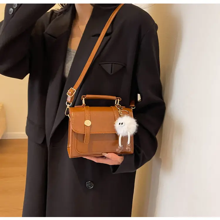 Women's Black Leather Shoulder Bag with Gold Plated Handles — feature 16