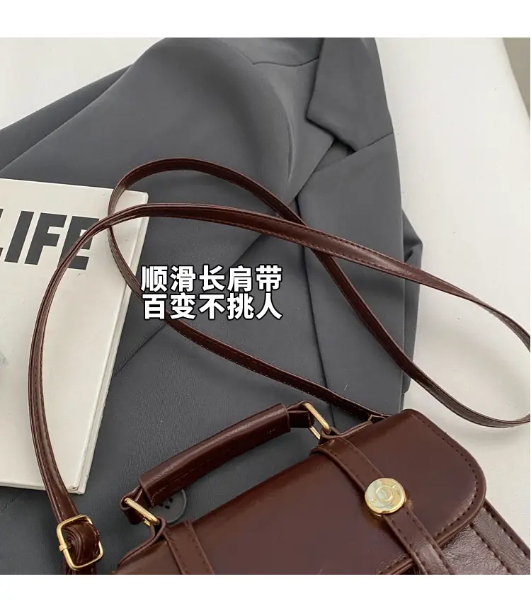 Women's Black Leather Shoulder Bag with Gold Plated Handles — feature 5