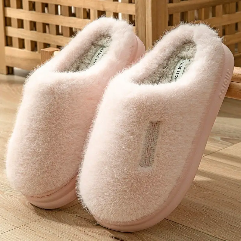 Cixi Cotton Slippers for Women Spring, Autumn and Winter Home Use Indoor Non-Slip Home Warm Plush Couple Winter Men