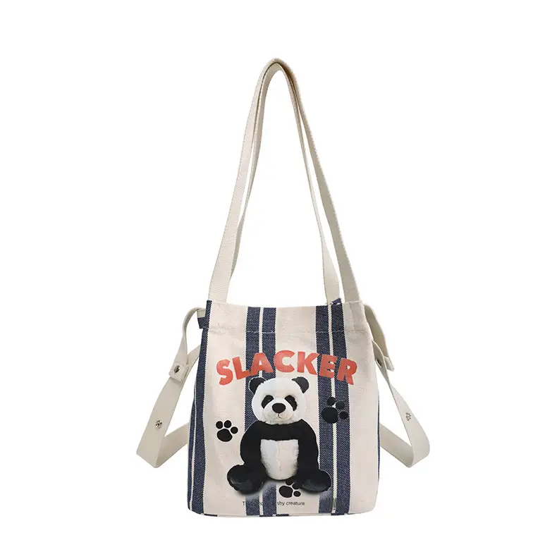 Cute Panda Printed Canvas Shoulder Bag Orange — feature 22