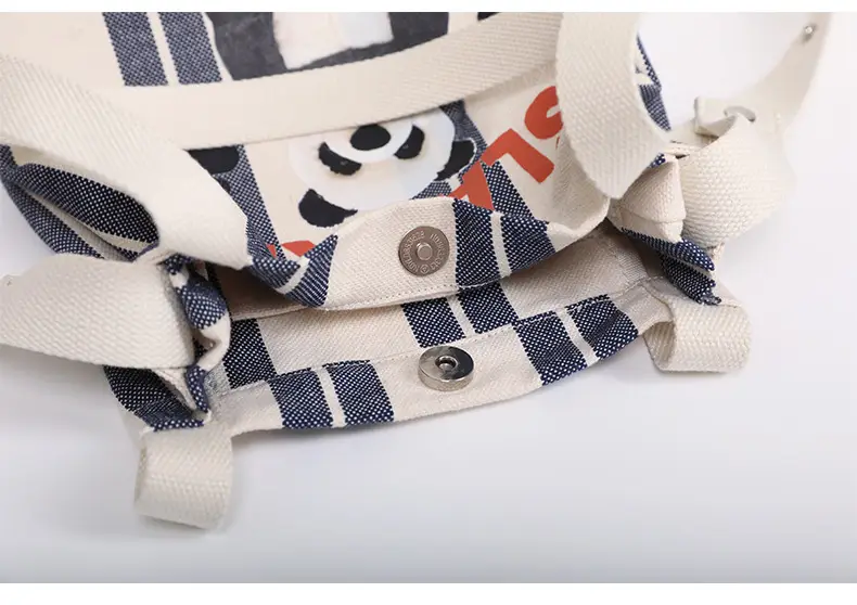 Cute Panda Printed Canvas Shoulder Bag Orange — feature 25