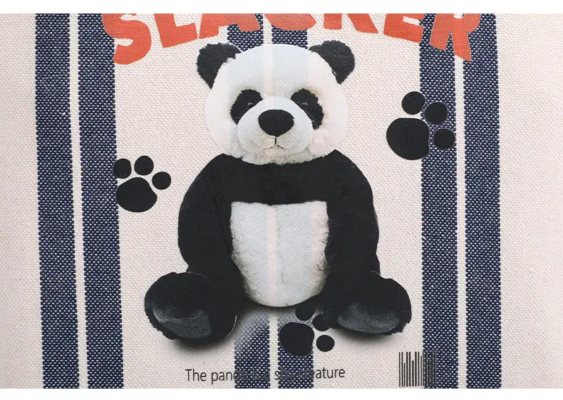 Cute Panda Printed Canvas Shoulder Bag Orange — feature 26