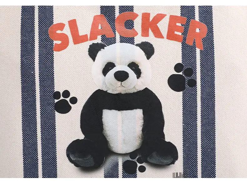 Cute Panda Printed Canvas Shoulder Bag Orange — feature 4