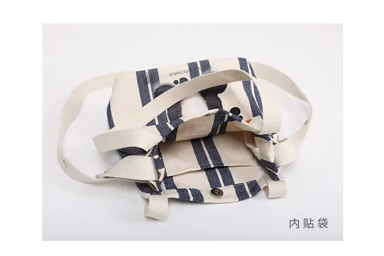 Cute Panda Printed Canvas Shoulder Bag Orange — feature 8