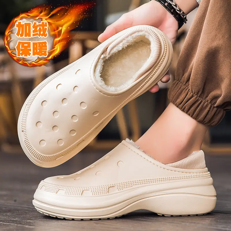 Winter new couple leather waterproof home thick bottom fleece-lined warm cotton slippers fashion bag with fur slippers fashion slippers - Image 4