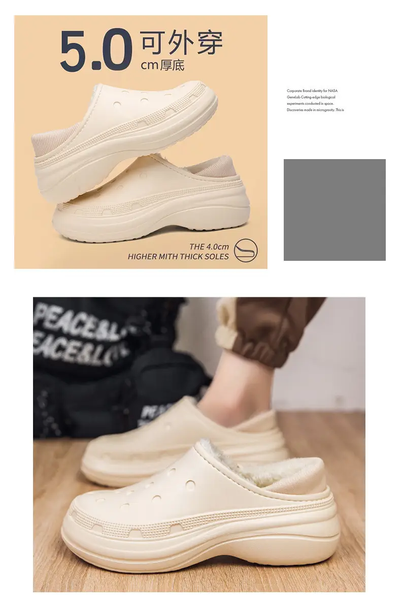 Winter new couple leather waterproof home thick bottom fleece-lined warm cotton slippers fashion bag with fur slippers fashion slippers — feature 4