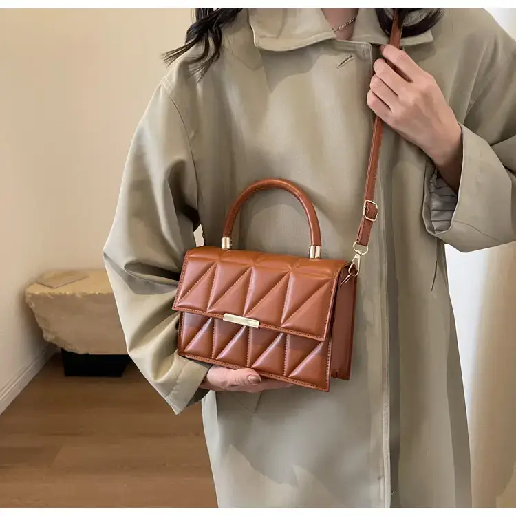 Pink Quilted Rhombus Shoulder Bag for Women — feature 10