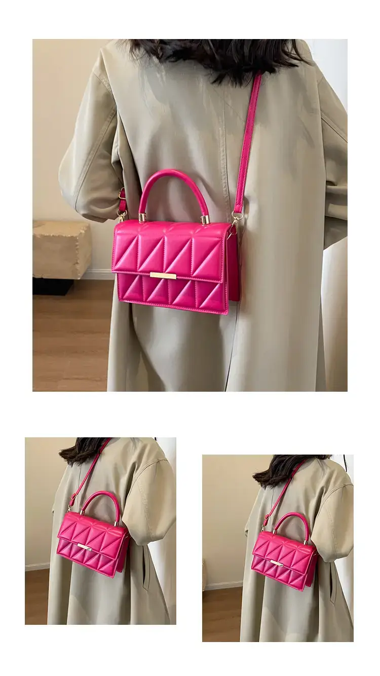 Pink Quilted Rhombus Shoulder Bag for Women — feature 13