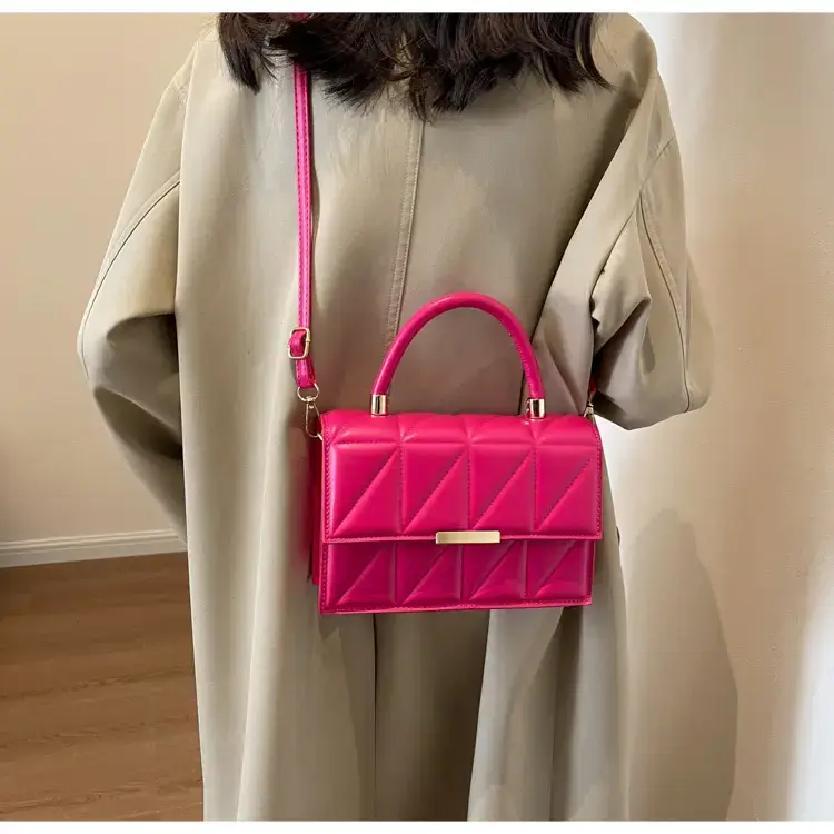 Pink Quilted Rhombus Shoulder Bag for Women — feature 14