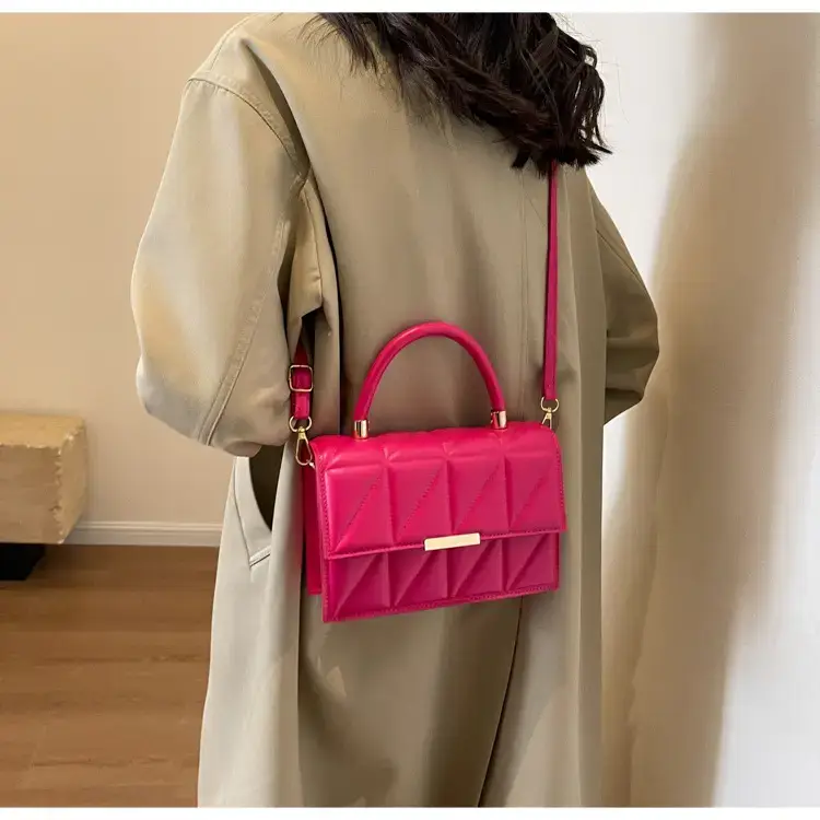 Pink Quilted Rhombus Shoulder Bag for Women — feature 15