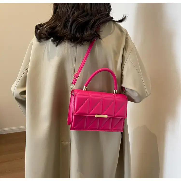 Pink Quilted Rhombus Shoulder Bag for Women — feature 16