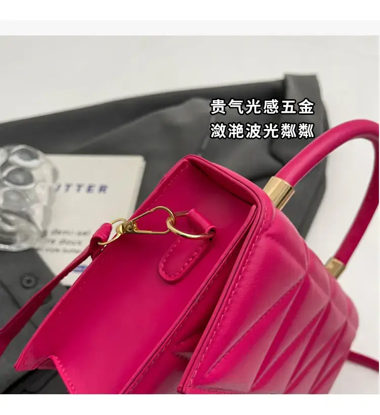 Pink Quilted Rhombus Shoulder Bag for Women — feature 3