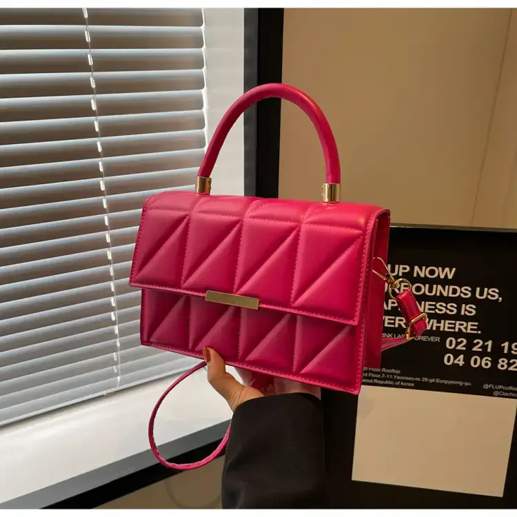 Pink Quilted Rhombus Shoulder Bag for Women — feature 33