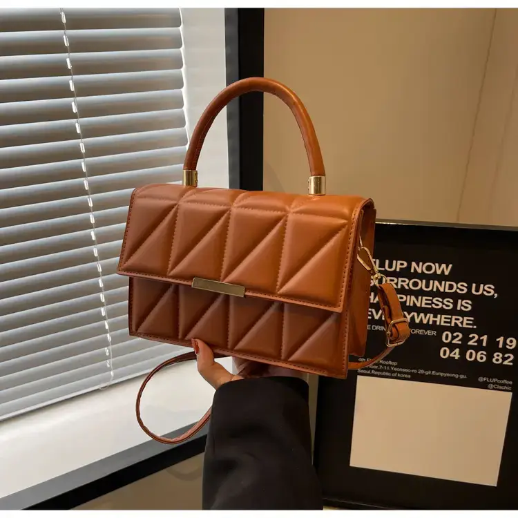 Pink Quilted Rhombus Shoulder Bag for Women — feature 34