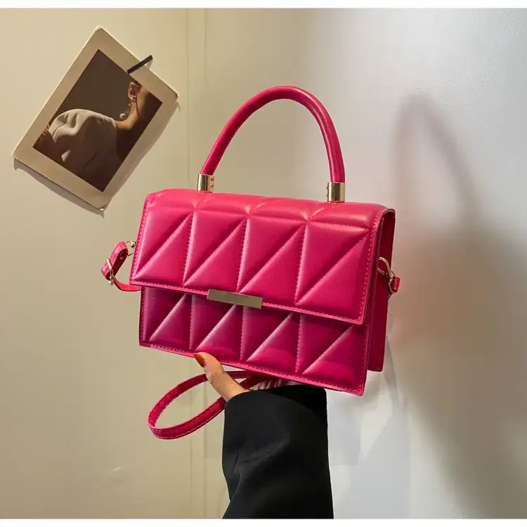 Pink Quilted Rhombus Shoulder Bag for Women — feature 39