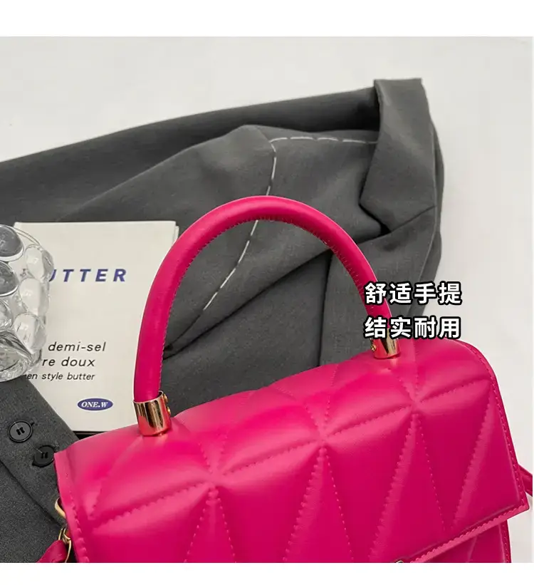 Pink Quilted Rhombus Shoulder Bag for Women — feature 5