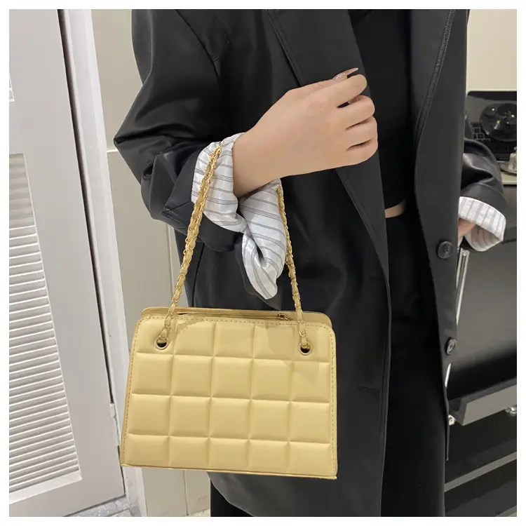 White Quilted Crossbody Bag with Chain Strap — feature 23