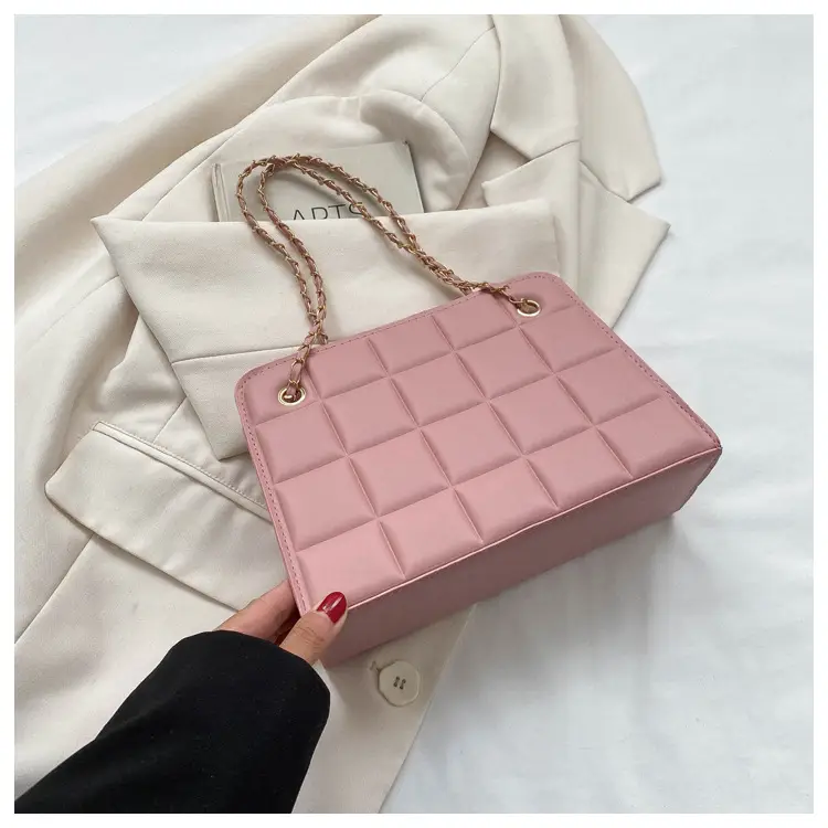 White Quilted Crossbody Bag with Chain Strap — feature 30
