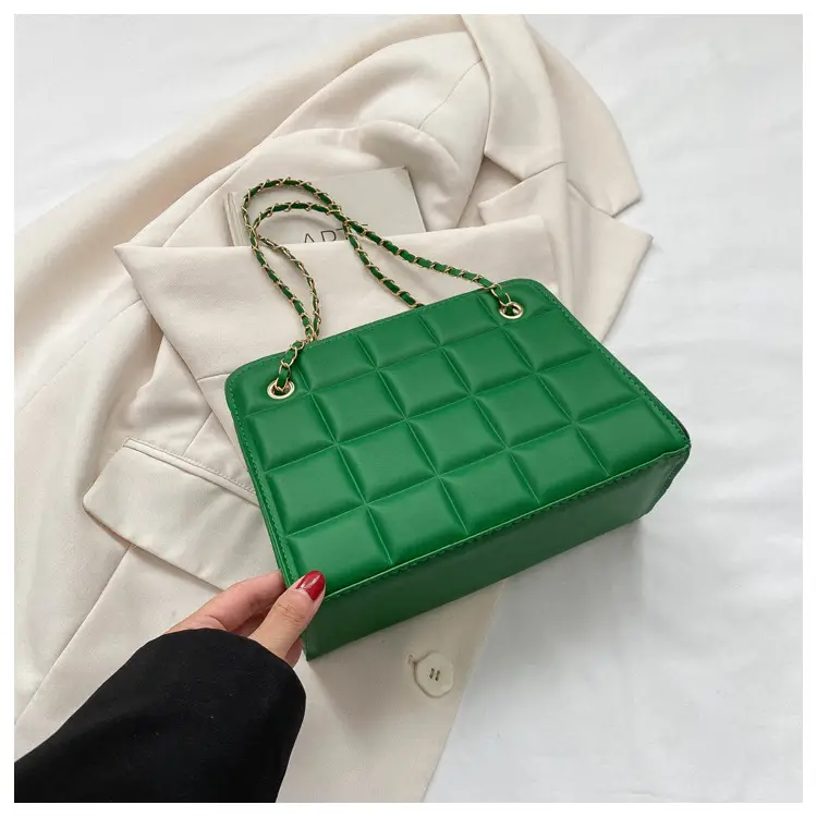 White Quilted Crossbody Bag with Chain Strap — feature 31