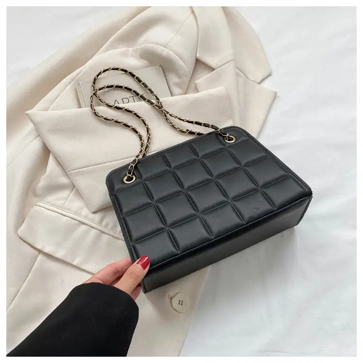 White Quilted Crossbody Bag with Chain Strap — feature 32