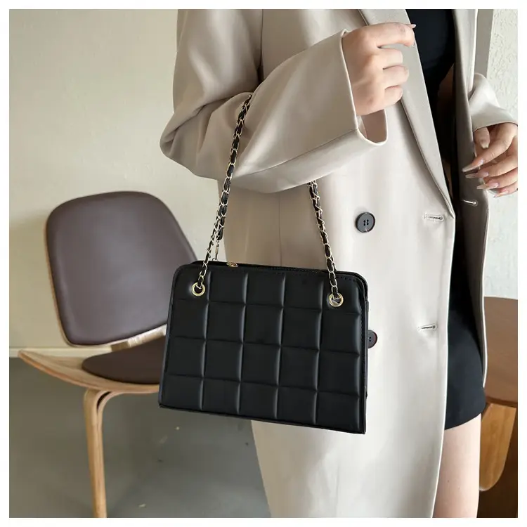 White Quilted Crossbody Bag with Chain Strap — feature 8