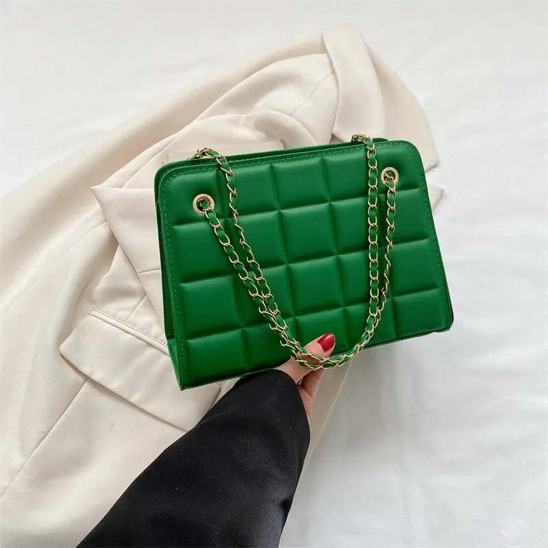 White Quilted Crossbody Bag with Chain Strap - Image 5