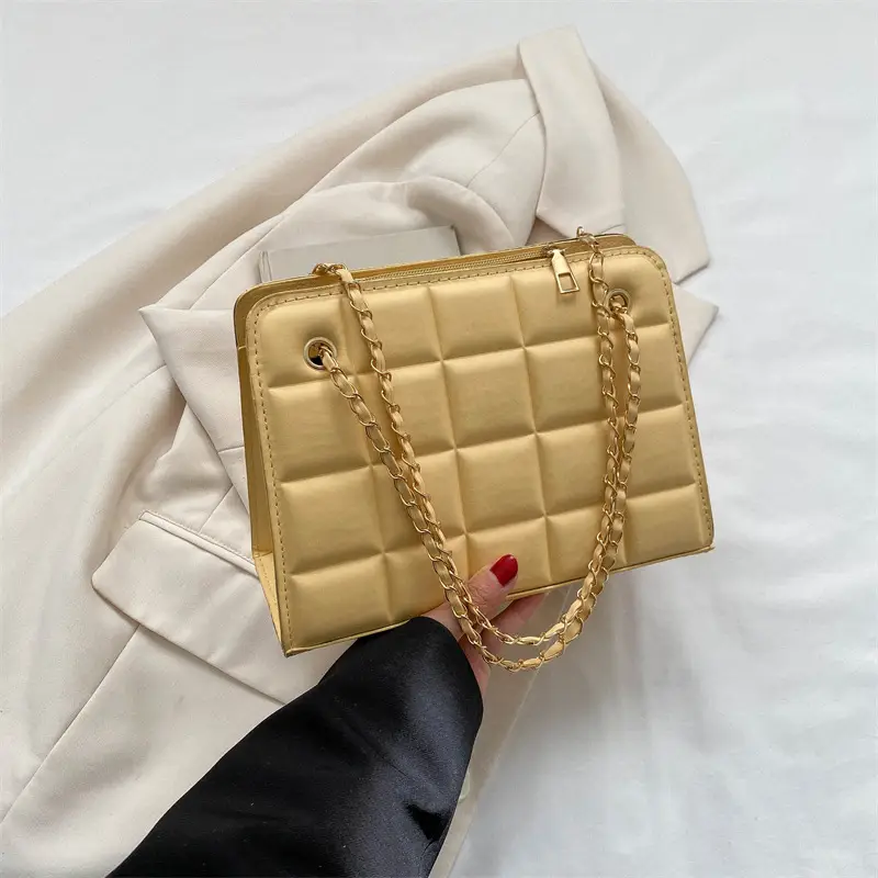 White Quilted Crossbody Bag with Chain Strap - Image 6