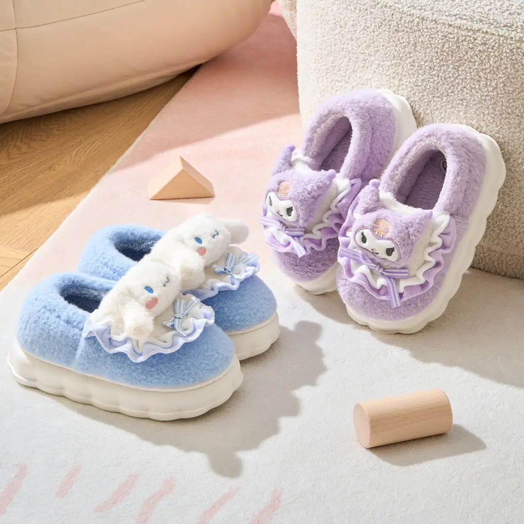 Cinnamon Dog Cute Children's Cotton Slippers for Girls, Winter New Style Indoor Plush Cotton Shoes for Older Kids, Suitable for Outdoor Wear - Image 6