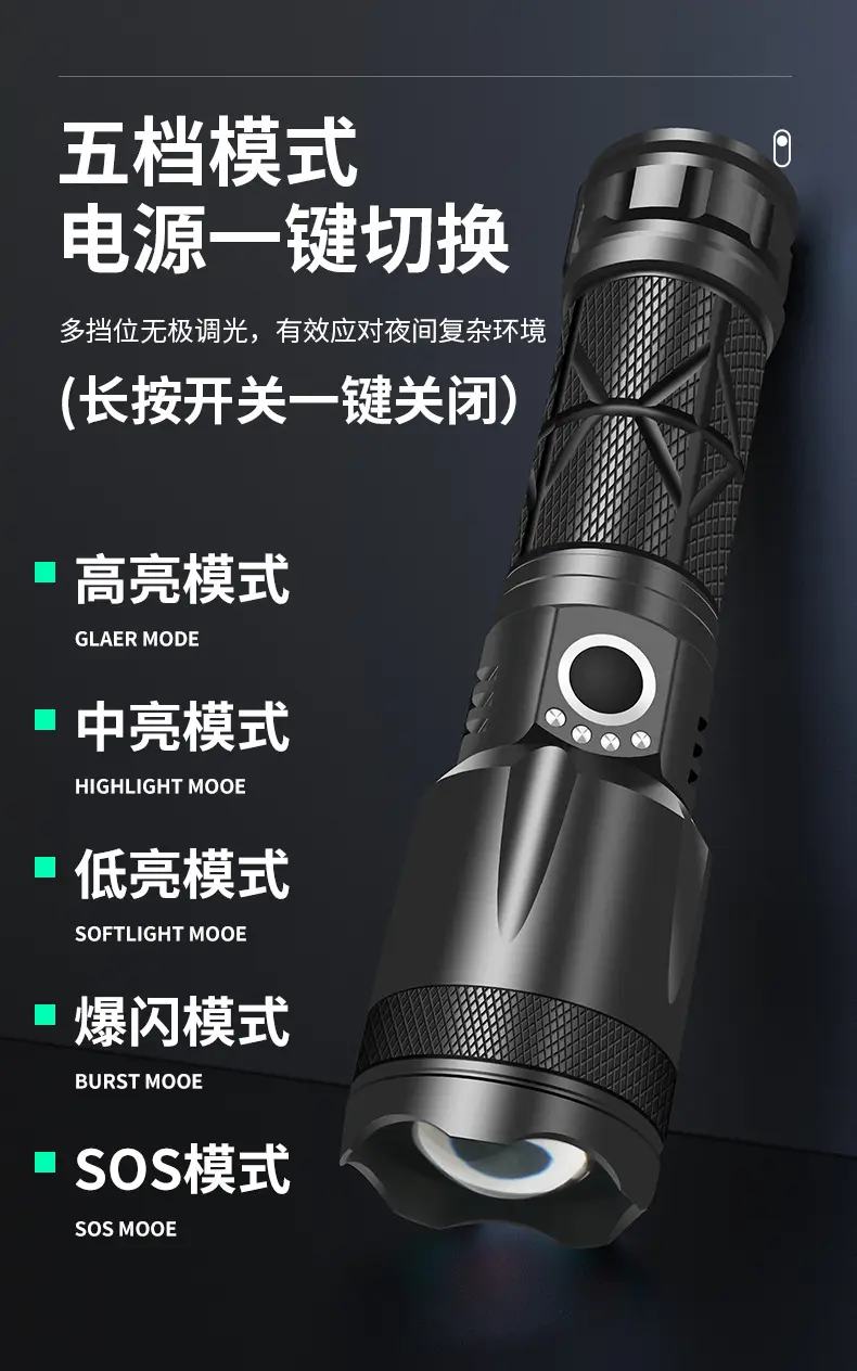 Ultra-Long-Range LED Flashlight with Type-C Charging β feature 7