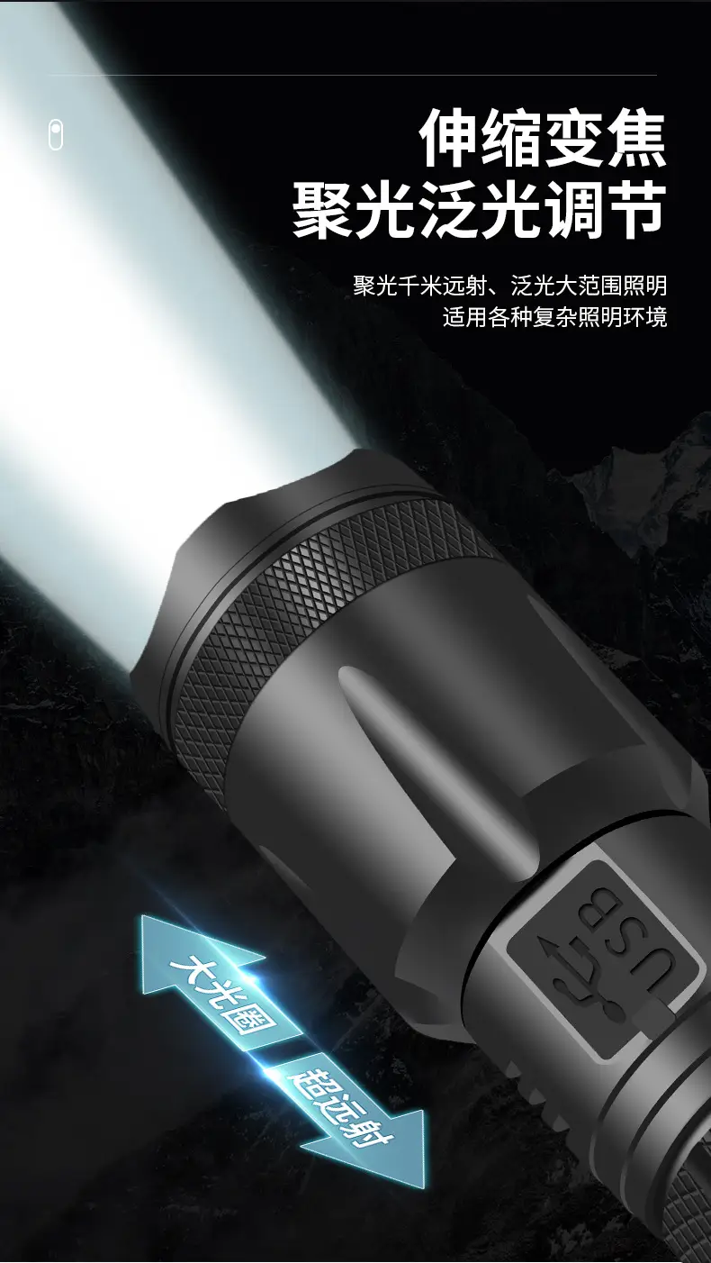 Ultra-Long-Range LED Flashlight with Type-C Charging β feature 8