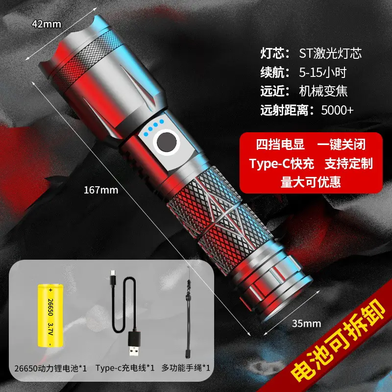 Ultra-Long-Range LED Flashlight with Type-C Charging - Image 2