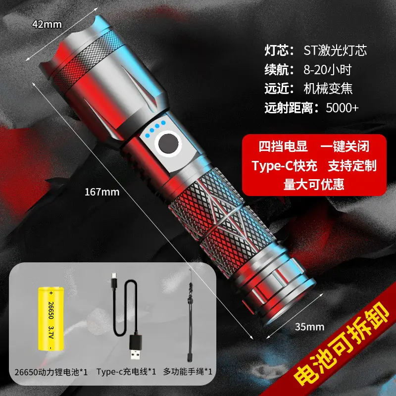 Ultra-Long-Range LED Flashlight with Type-C Charging - Image 3