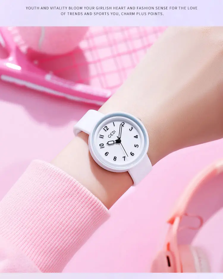 Candy Color Silicone Student Watch with Analog Dial — feature 12