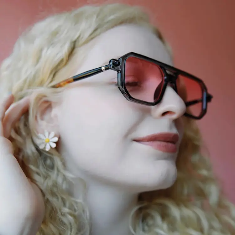 Square Eyeglasses with Black Frame Light Grey Lens — feature 2