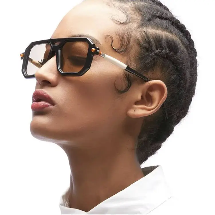 Square Eyeglasses with Black Frame Light Grey Lens — feature 3