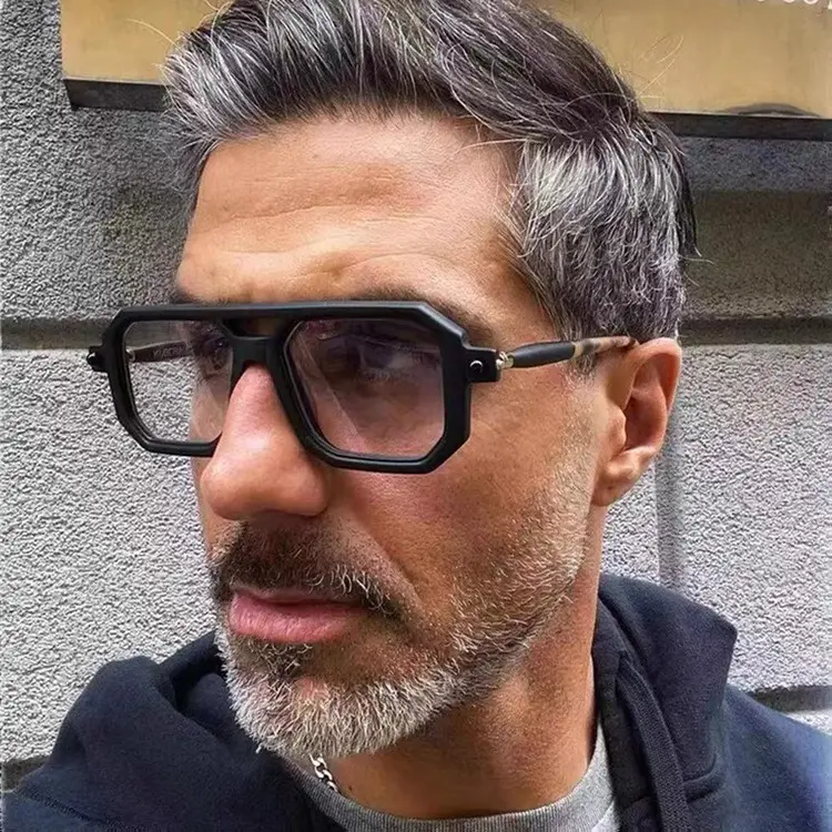 Square Eyeglasses with Black Frame Light Grey Lens — feature 4