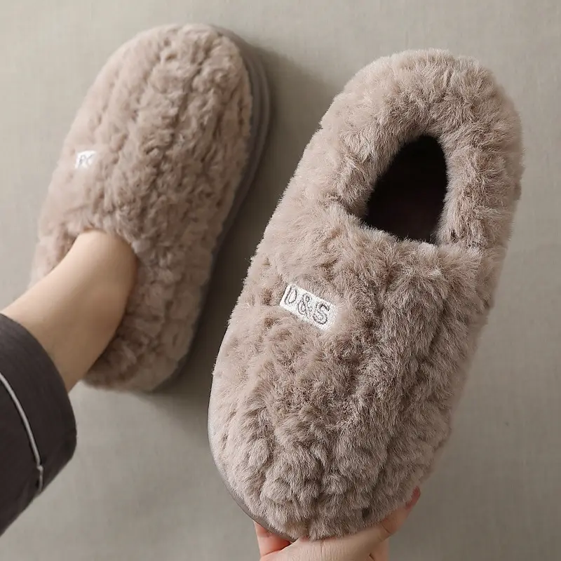 Men's Winter Indoor Home Slippers with Heel, Thick-Soled Non-Slip, Large Size Plush Warm Cotton Shoes for Men and Women in Winter - Image 5