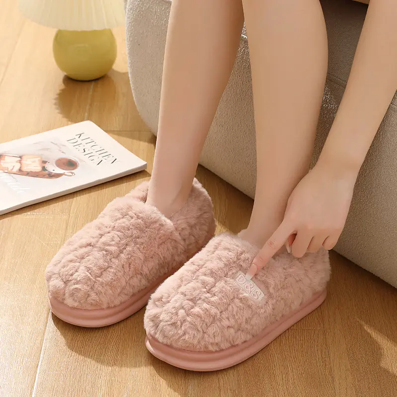 Men's Winter Indoor Home Slippers with Heel, Thick-Soled Non-Slip, Large Size Plush Warm Cotton Shoes for Men and Women in Winter - Image 7