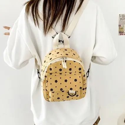 Japanese Style Mini Backpack for Girls White Floral Multi-Purpose Shoulder Bag - Image 5