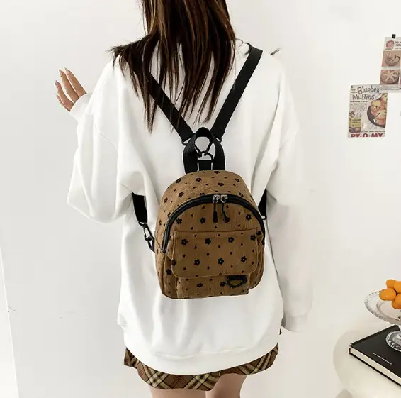 Japanese Style Mini Backpack for Girls White Floral Multi-Purpose Shoulder Bag - Image 6