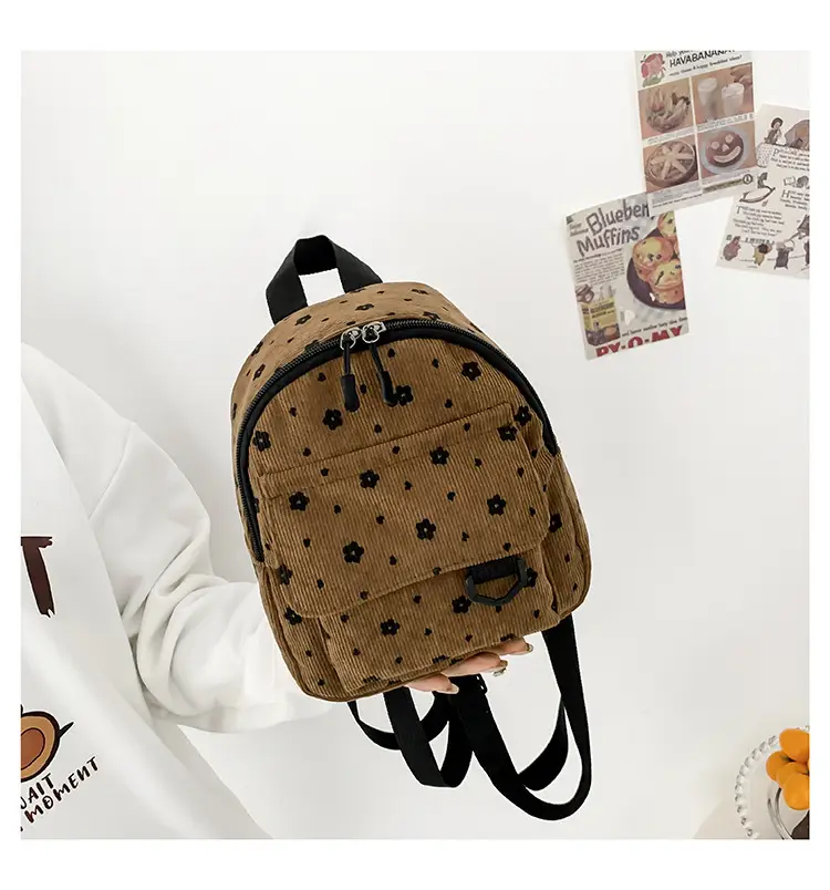 Japanese Style Mini Backpack for Girls White Floral Multi-Purpose Shoulder Bag — feature 12