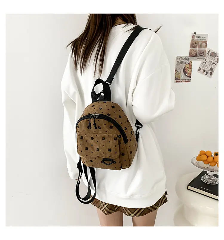 Japanese Style Mini Backpack for Girls White Floral Multi-Purpose Shoulder Bag — feature 18