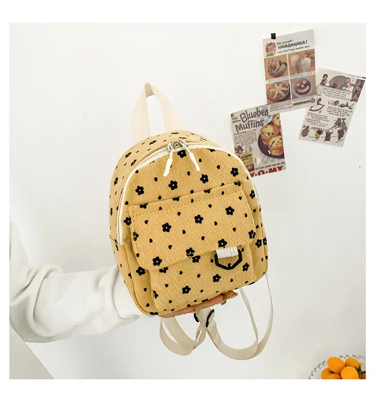 Japanese Style Mini Backpack for Girls White Floral Multi-Purpose Shoulder Bag — feature 19