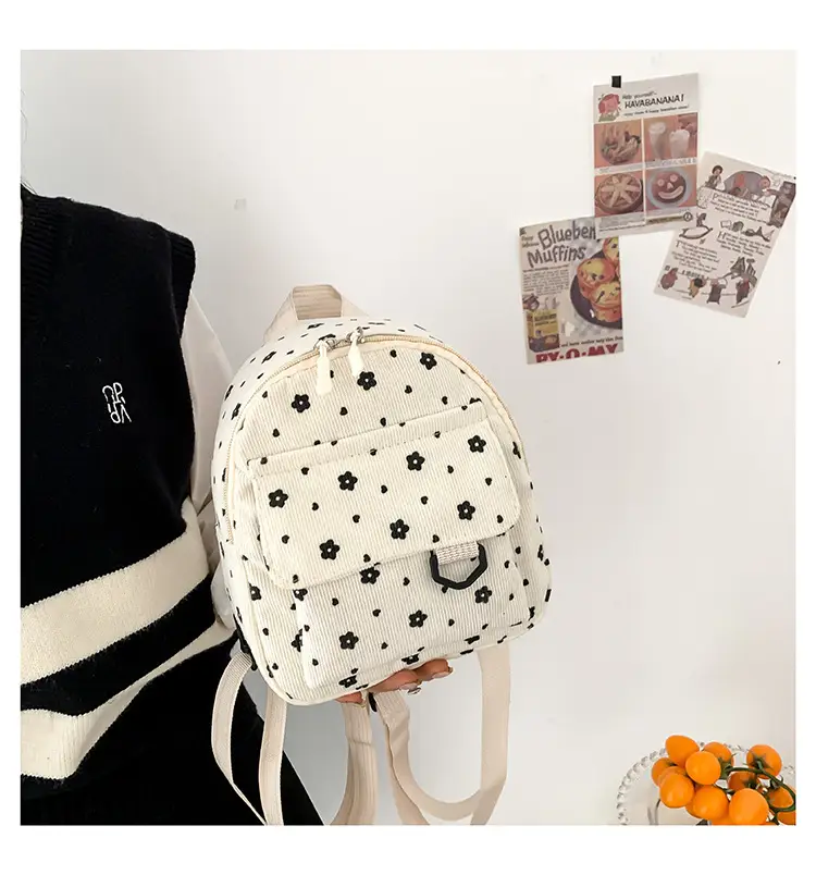 Japanese Style Mini Backpack for Girls White Floral Multi-Purpose Shoulder Bag — feature 26