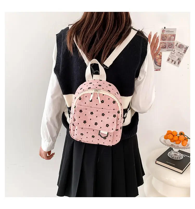 Japanese Style Mini Backpack for Girls White Floral Multi-Purpose Shoulder Bag — feature 38