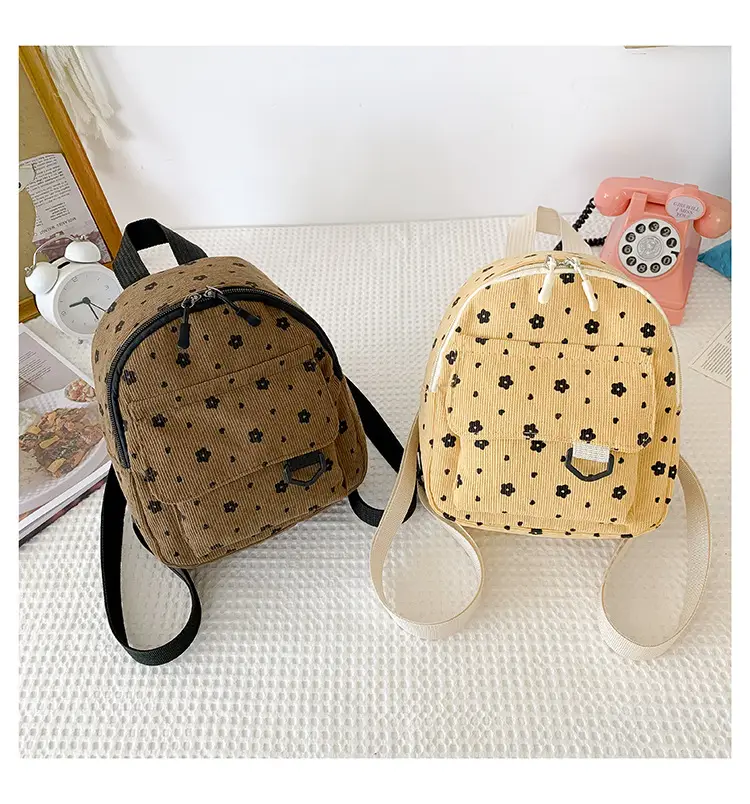 Japanese Style Mini Backpack for Girls White Floral Multi-Purpose Shoulder Bag — feature 41