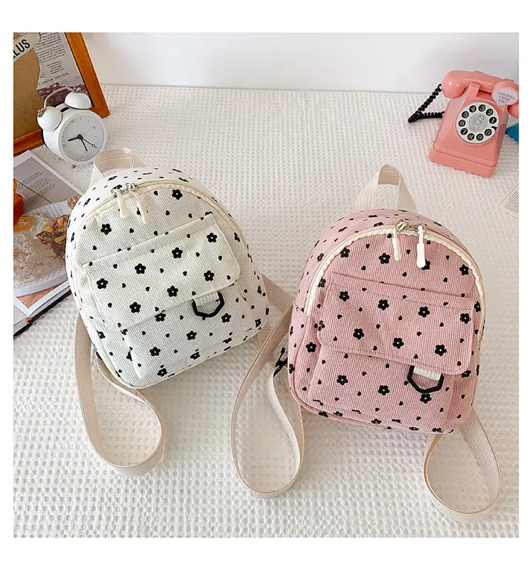 Japanese Style Mini Backpack for Girls White Floral Multi-Purpose Shoulder Bag — feature 42
