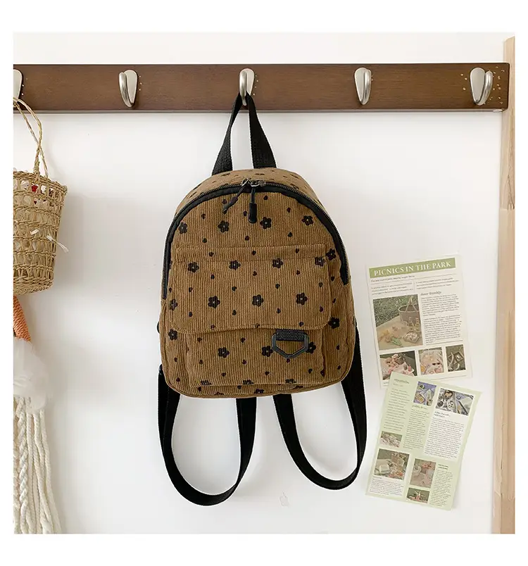 Japanese Style Mini Backpack for Girls White Floral Multi-Purpose Shoulder Bag — feature 45